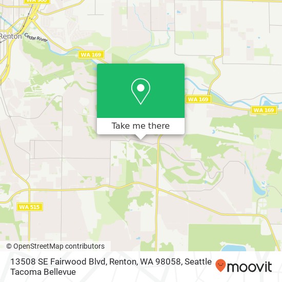 Mapa de 13508 SE Fairwood Blvd, Renton, WA 98058