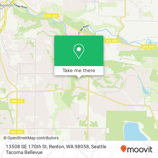 Mapa de 13508 SE 170th St, Renton, WA 98058