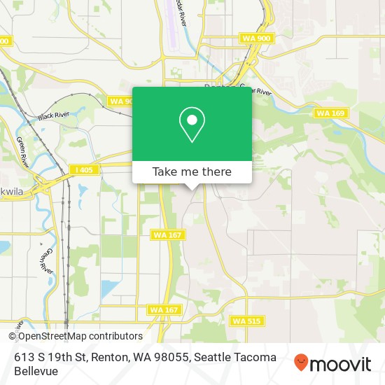 Mapa de 613 S 19th St, Renton, WA 98055