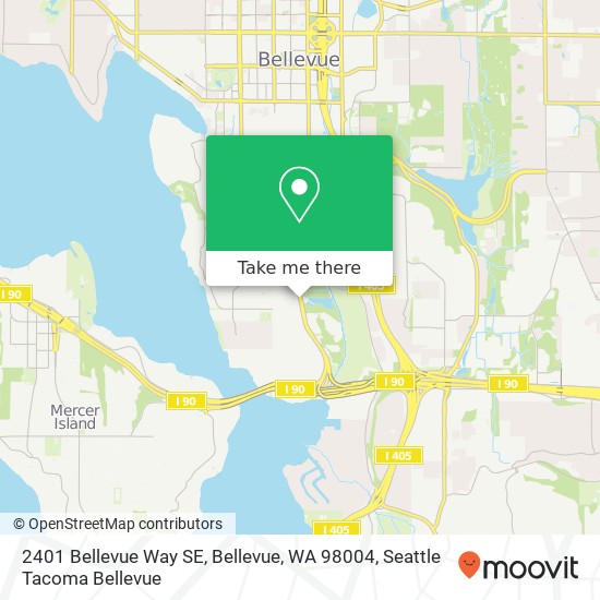 Mapa de 2401 Bellevue Way SE, Bellevue, WA 98004