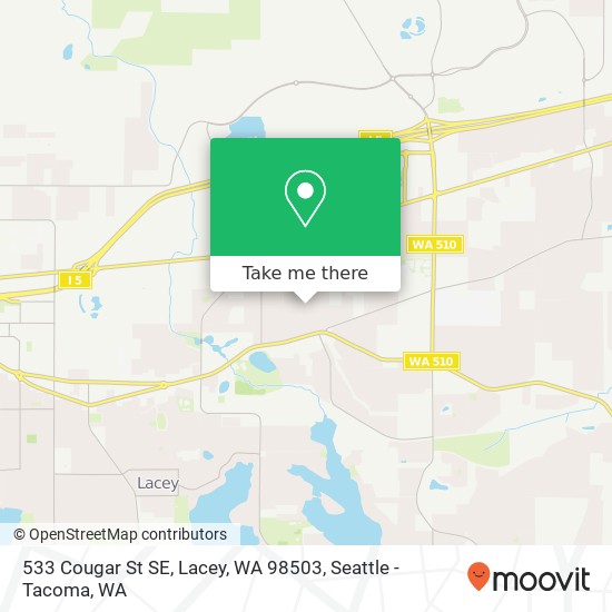 Mapa de 533 Cougar St SE, Lacey, WA 98503