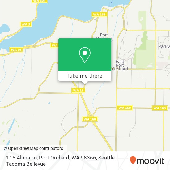 Mapa de 115 Alpha Ln, Port Orchard, WA 98366