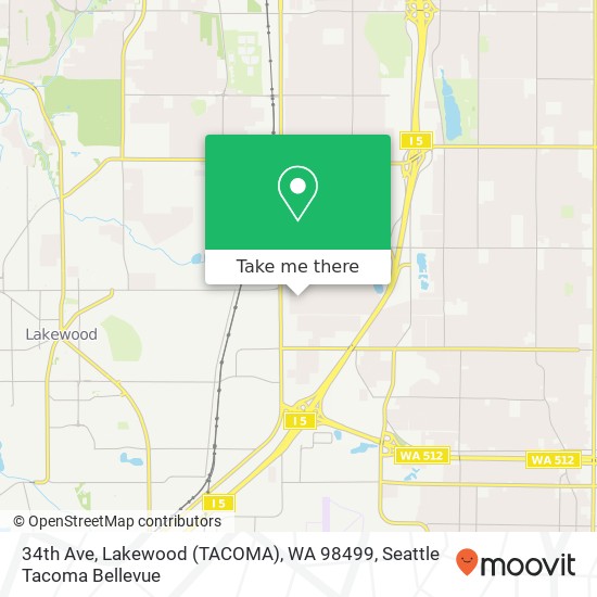 Mapa de 34th Ave, Lakewood (TACOMA), WA 98499
