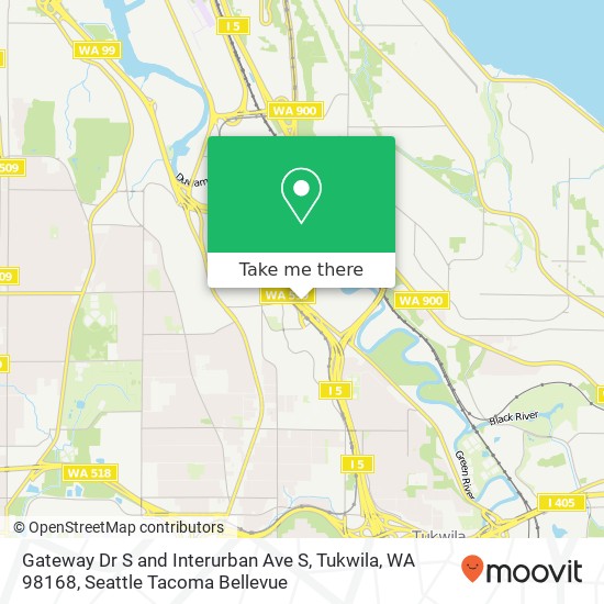 Mapa de Gateway Dr S and Interurban Ave S, Tukwila, WA 98168