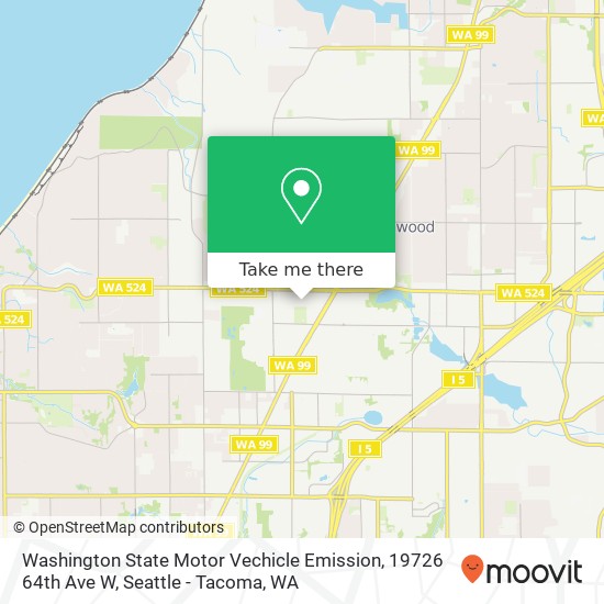 Mapa de Washington State Motor Vechicle Emission, 19726 64th Ave W