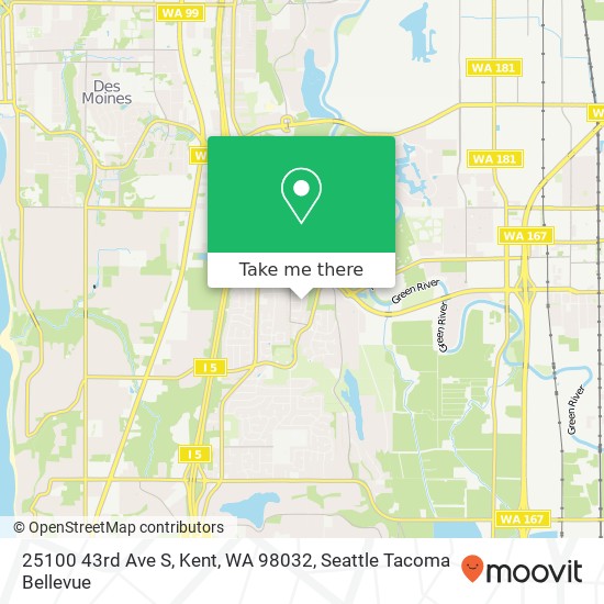 Mapa de 25100 43rd Ave S, Kent, WA 98032