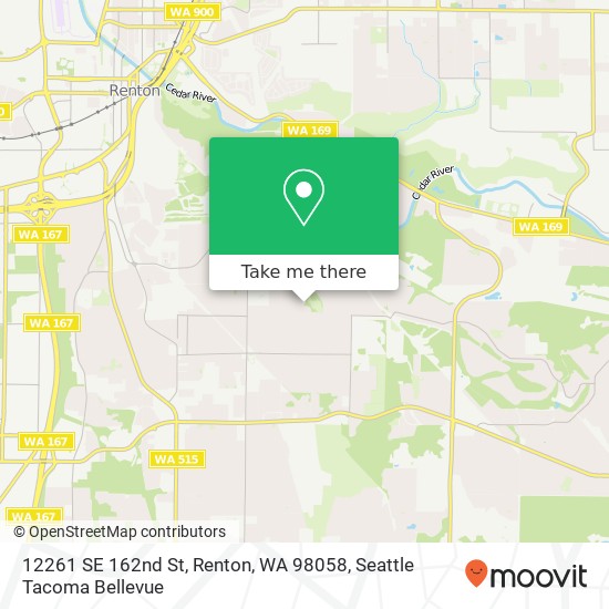 Mapa de 12261 SE 162nd St, Renton, WA 98058