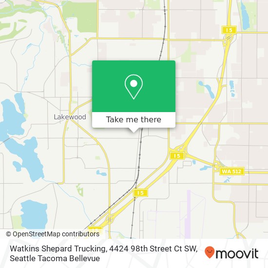 Mapa de Watkins Shepard Trucking, 4424 98th Street Ct SW