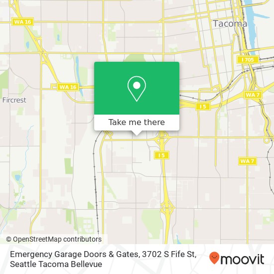 Mapa de Emergency Garage Doors & Gates, 3702 S Fife St