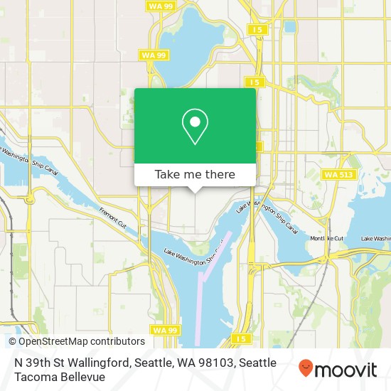 Mapa de N 39th St Wallingford, Seattle, WA 98103