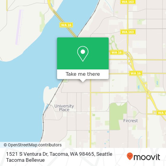 Mapa de 1521 S Ventura Dr, Tacoma, WA 98465
