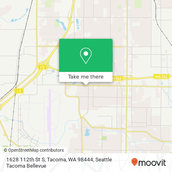 Mapa de 1628 112th St S, Tacoma, WA 98444