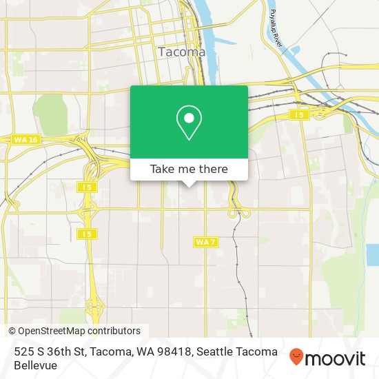 Mapa de 525 S 36th St, Tacoma, WA 98418