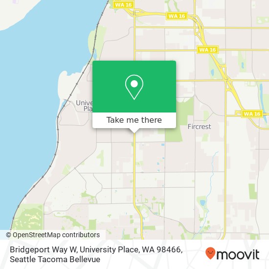 Mapa de Bridgeport Way W, University Place, WA 98466