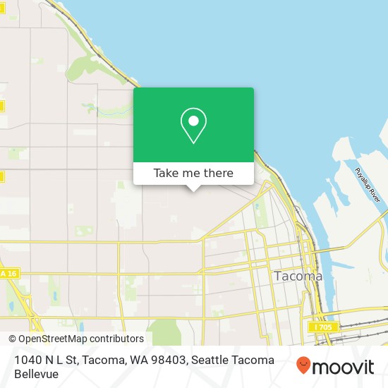 Mapa de 1040 N L St, Tacoma, WA 98403