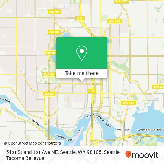 51st St and 1st Ave NE, Seattle, WA 98105 map