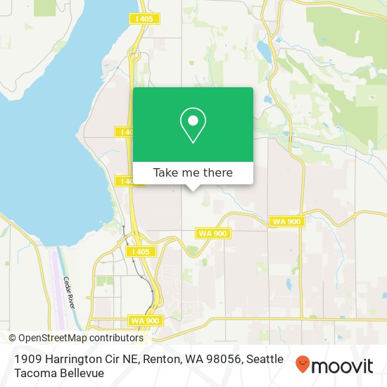 Mapa de 1909 Harrington Cir NE, Renton, WA 98056