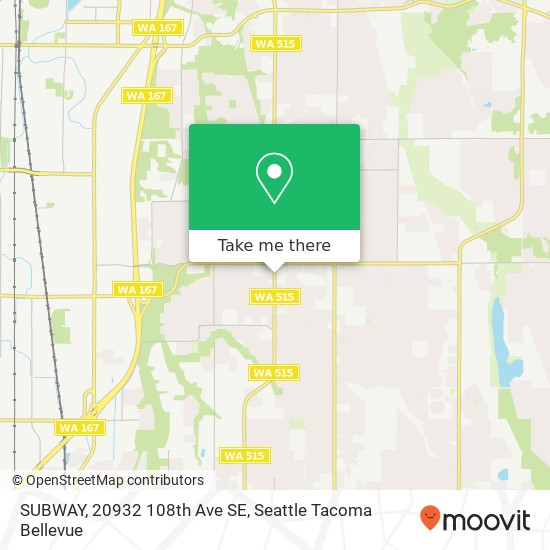 Mapa de SUBWAY, 20932 108th Ave SE