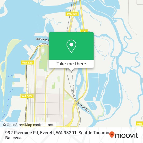 Mapa de 992 Riverside Rd, Everett, WA 98201