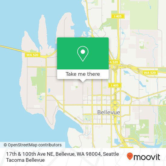 Mapa de 17th & 100th Ave NE, Bellevue, WA 98004