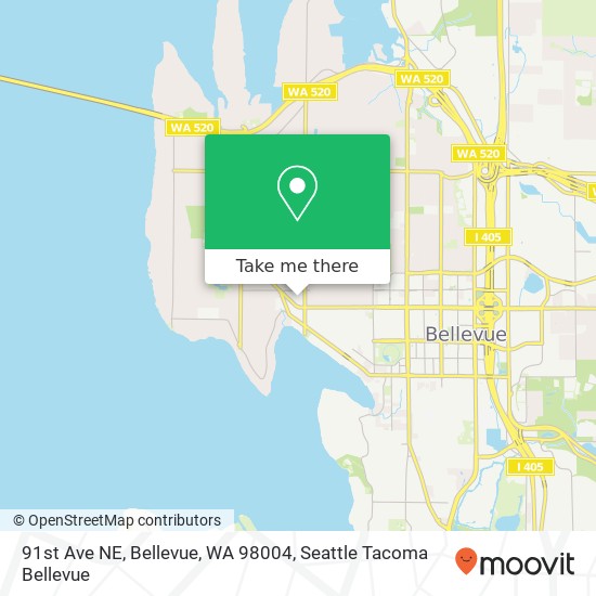 Mapa de 91st Ave NE, Bellevue, WA 98004
