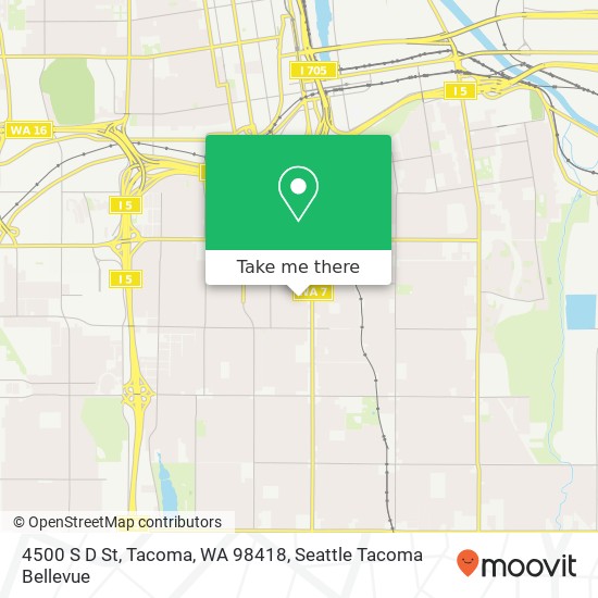 Mapa de 4500 S D St, Tacoma, WA 98418