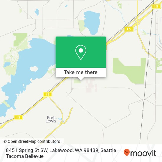 Mapa de 8451 Spring St SW, Lakewood, WA 98439