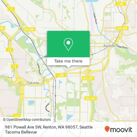 Mapa de 981 Powell Ave SW, Renton, WA 98057