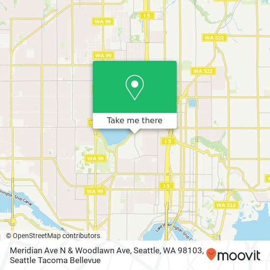 Mapa de Meridian Ave N & Woodlawn Ave, Seattle, WA 98103