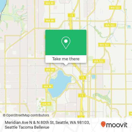 Mapa de Meridian Ave N & N 80th St, Seattle, WA 98103