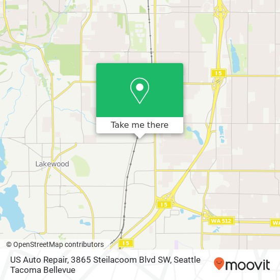 US Auto Repair, 3865 Steilacoom Blvd SW map