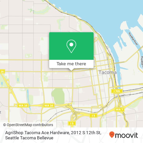 Mapa de AgriShop Tacoma Ace Hardware, 2012 S 12th St
