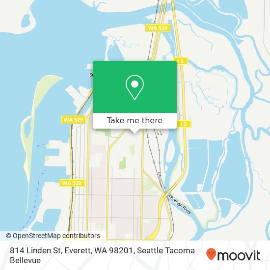 Mapa de 814 Linden St, Everett, WA 98201