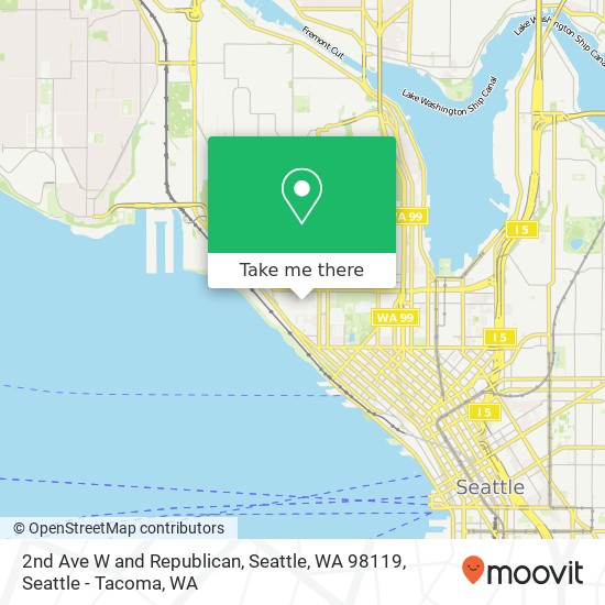 Mapa de 2nd Ave W and Republican, Seattle, WA 98119