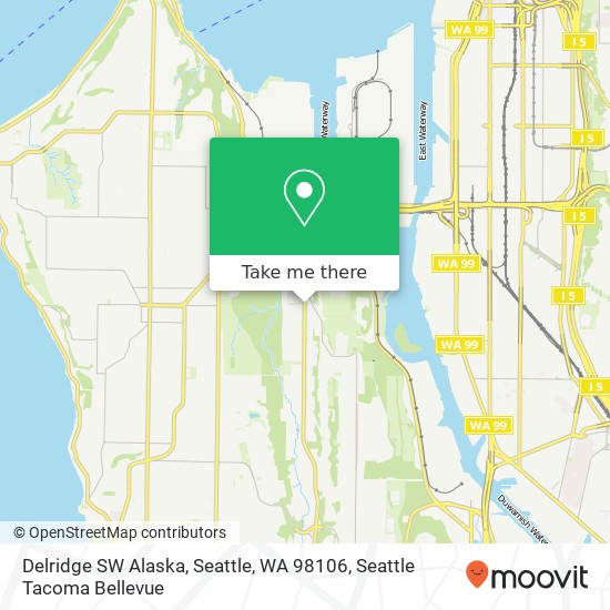 Mapa de Delridge SW Alaska, Seattle, WA 98106