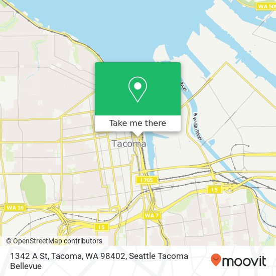 Mapa de 1342 A St, Tacoma, WA 98402