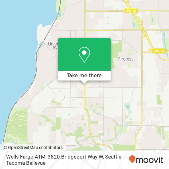 Mapa de Wells Fargo ATM, 3820 Bridgeport Way W