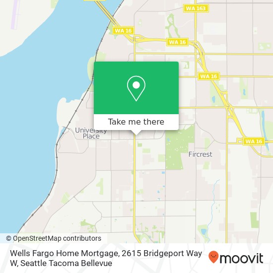 Mapa de Wells Fargo Home Mortgage, 2615 Bridgeport Way W