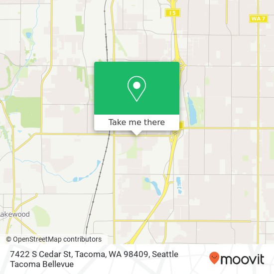 Mapa de 7422 S Cedar St, Tacoma, WA 98409