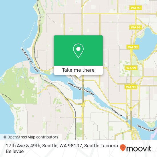 Mapa de 17th Ave & 49th, Seattle, WA 98107