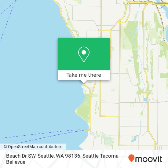 Mapa de Beach Dr SW, Seattle, WA 98136