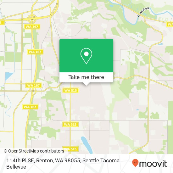 Mapa de 114th Pl SE, Renton, WA 98055