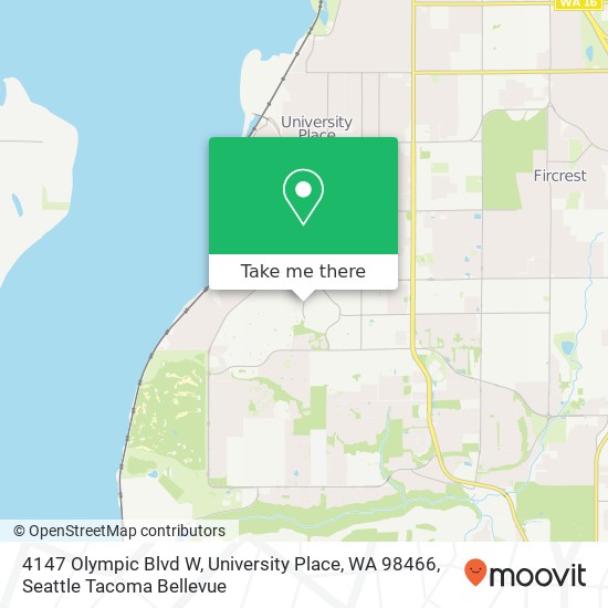 Mapa de 4147 Olympic Blvd W, University Place, WA 98466