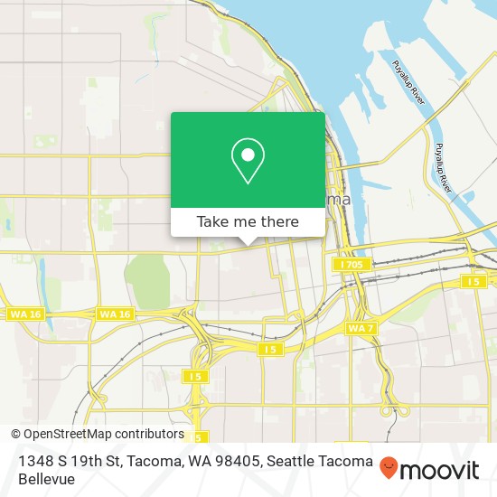 Mapa de 1348 S 19th St, Tacoma, WA 98405