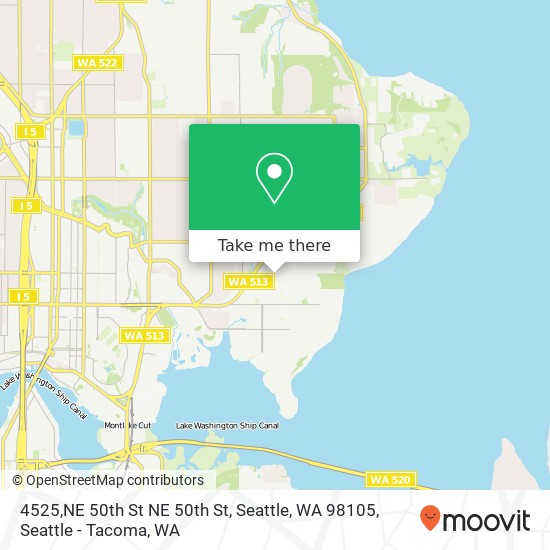 Mapa de 4525,NE 50th St NE 50th St, Seattle, WA 98105