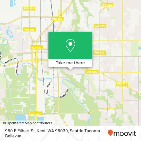 Mapa de 980 E Filbert St, Kent, WA 98030