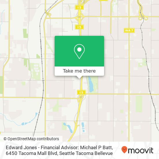 Mapa de Edward Jones - Financial Advisor: Michael P Batt, 6450 Tacoma Mall Blvd