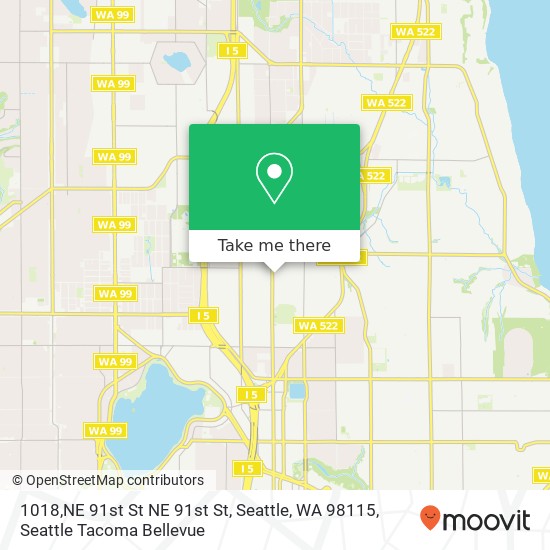 Mapa de 1018,NE 91st St NE 91st St, Seattle, WA 98115