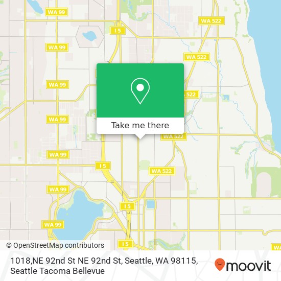 Mapa de 1018,NE 92nd St NE 92nd St, Seattle, WA 98115