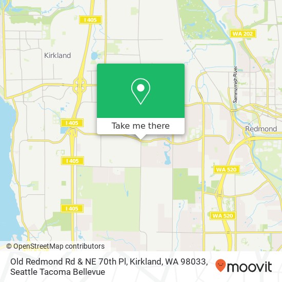 Mapa de Old Redmond Rd & NE 70th Pl, Kirkland, WA 98033